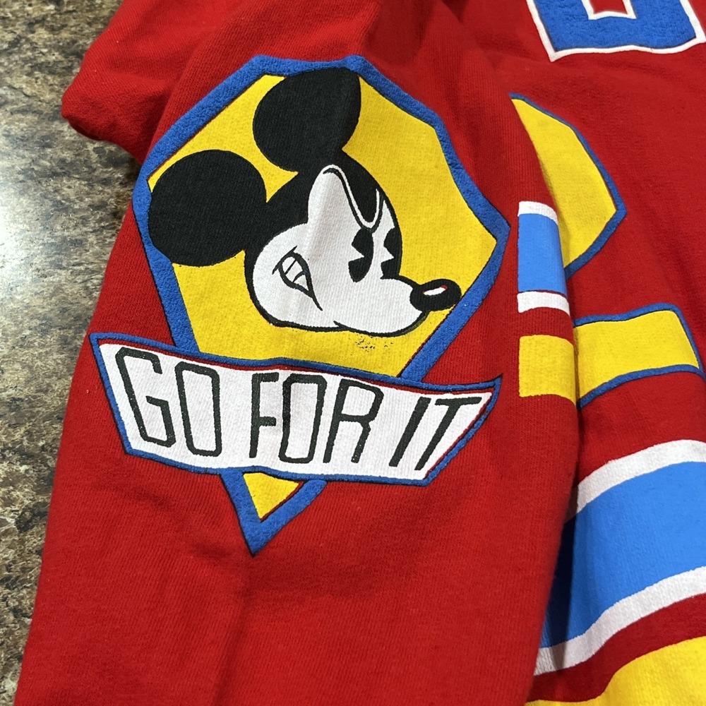 RARE 90s Mickey & Co. By JG HOOK Mickey Mouse Red Sweatshirt Jersey #42 Sz Med - Picture 8 of 16